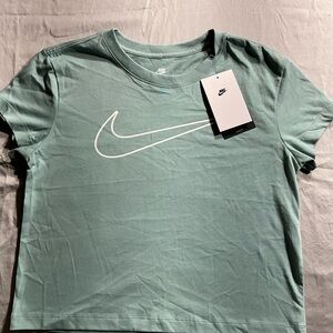 Nike Women's Mint Crew Neck Short Sleeve Tee with White Swoosh